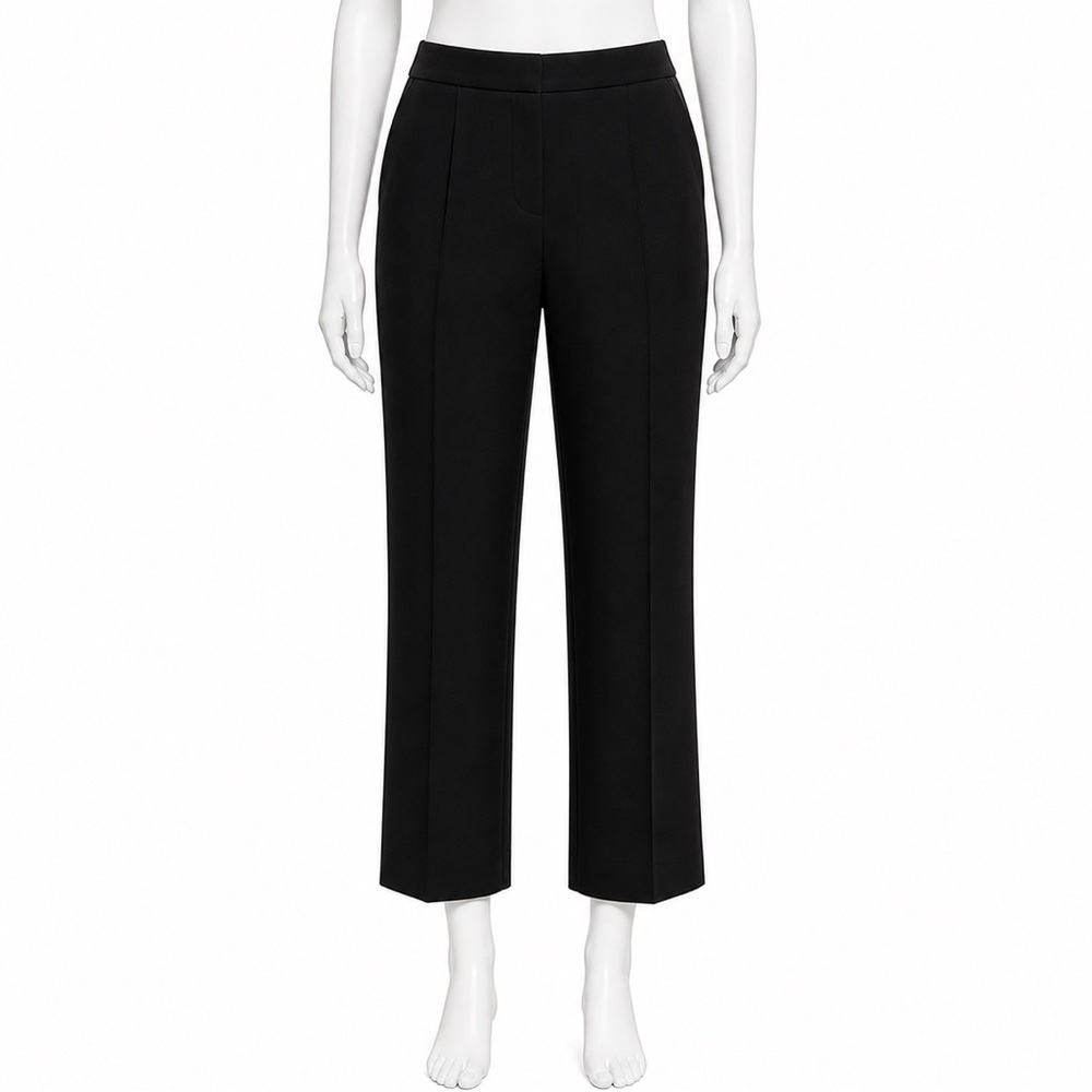 BCBG Max Azria Black Cropped Straight Leg Pants Size 8 Pockets Stretch GERRY - Picture 3 of 11